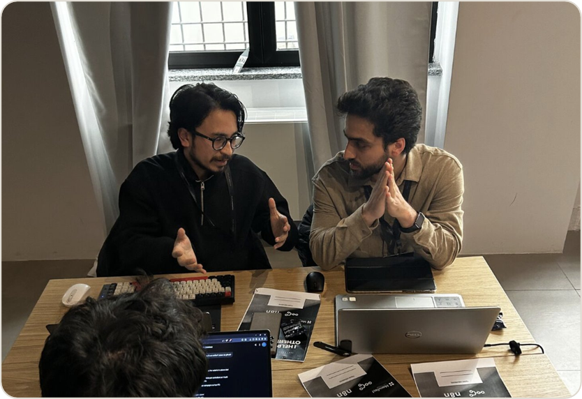 Team discussing during the hackathon